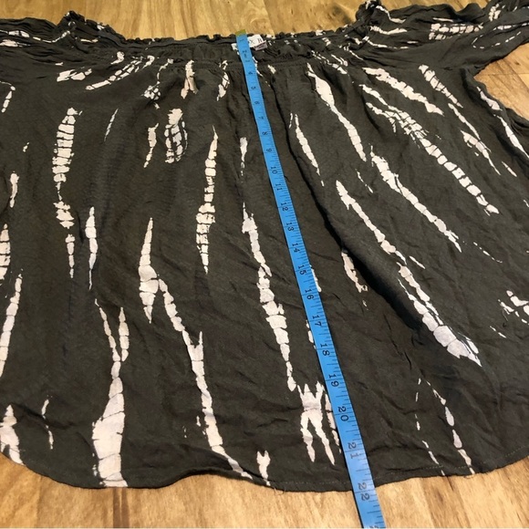 Knox Rose Womens Size XL Taupe Grey Elastic Sleeve Peasant Blouse Top Tie Dye - Picture 7 of 8